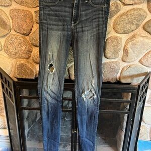 Hollister Dark Blue Distressed High Rise Skinny Jeans